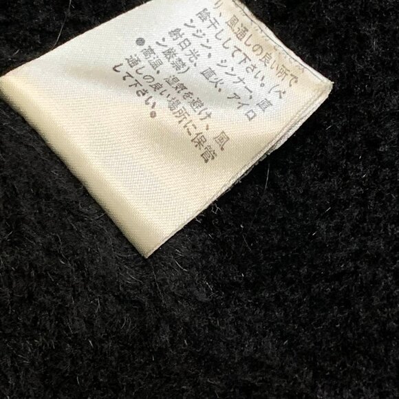 VTG 90s Comme Ça Collection Black Sheepskin Leather Hooded Long Coat Distressed - Picture 11 of 11